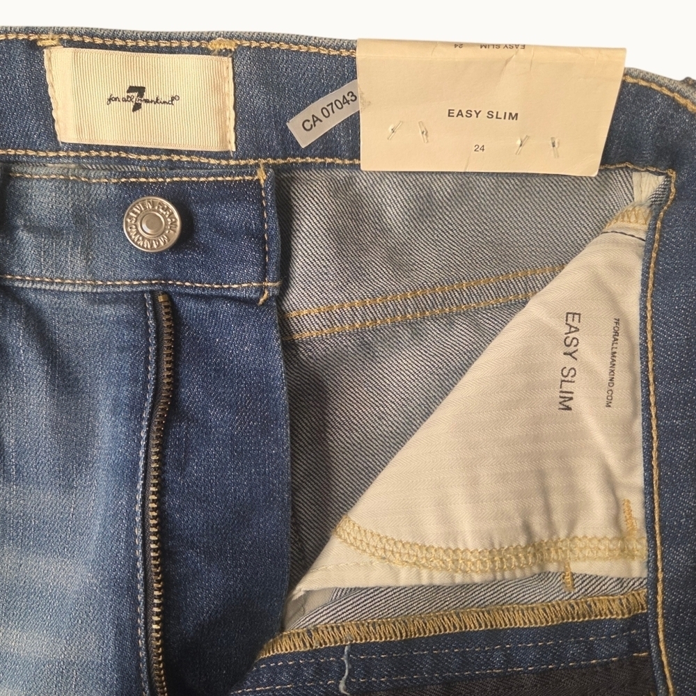 NWT 7 For All Mankind Easy Slim Jeans – Floral Print Back Detail – Size 24 - Picture 3 of 9